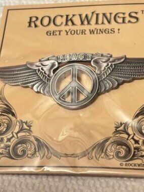 NEW! Peace Sign Wing Pin by RockWings Get your Wings! Lapel or Hat Pin